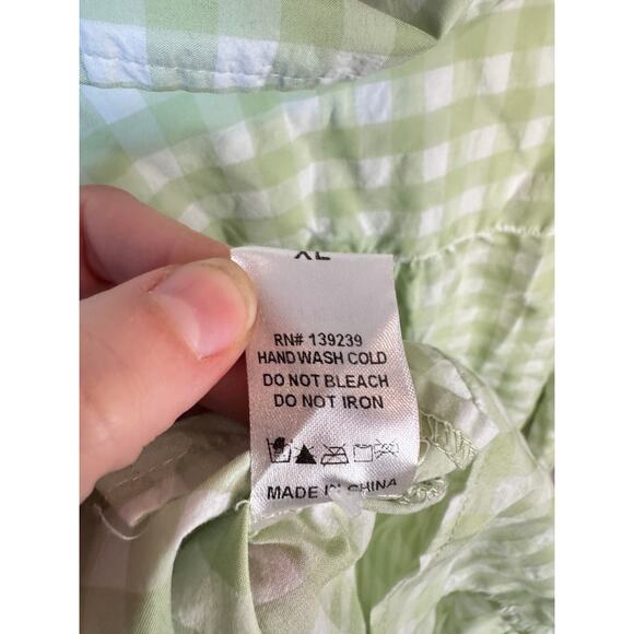 POMANDER PLACE TUCKERNUCK Green Gingham Plaid Adair Boyfriend Button Down Sz XL - Picture 8 of 9